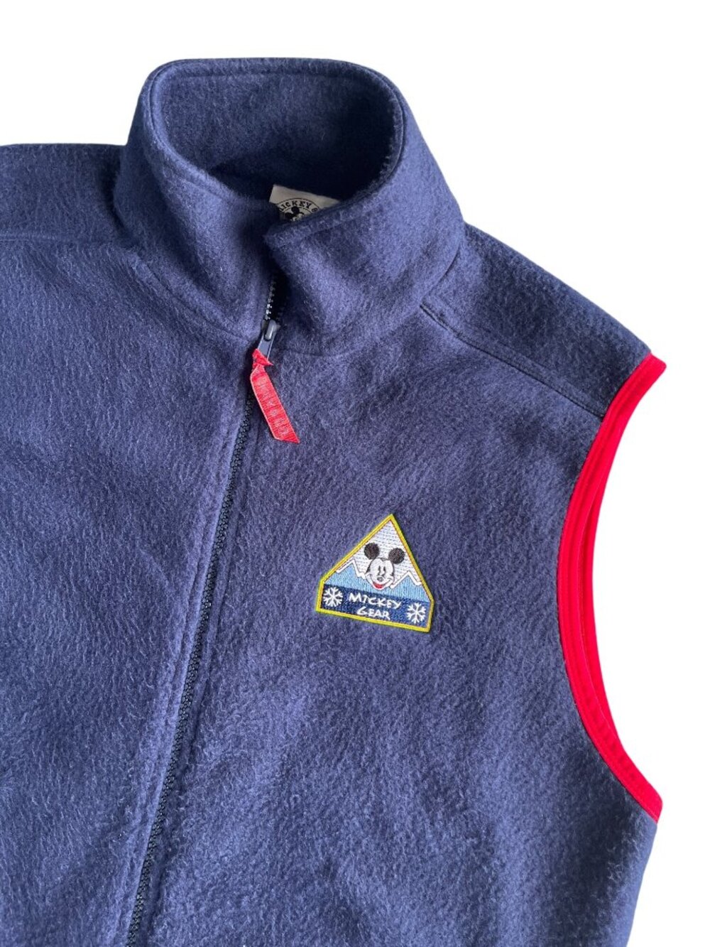 Vintage Mickey & Co. gear Navy Blue Fleece Vest With Red Trim